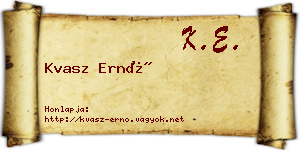 Kvasz Ernő névjegykártya